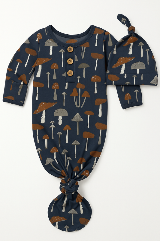 Mushroom meadows baby gown